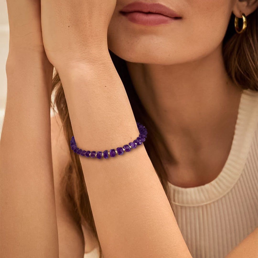 Amethyst & gold filled metals bracelet