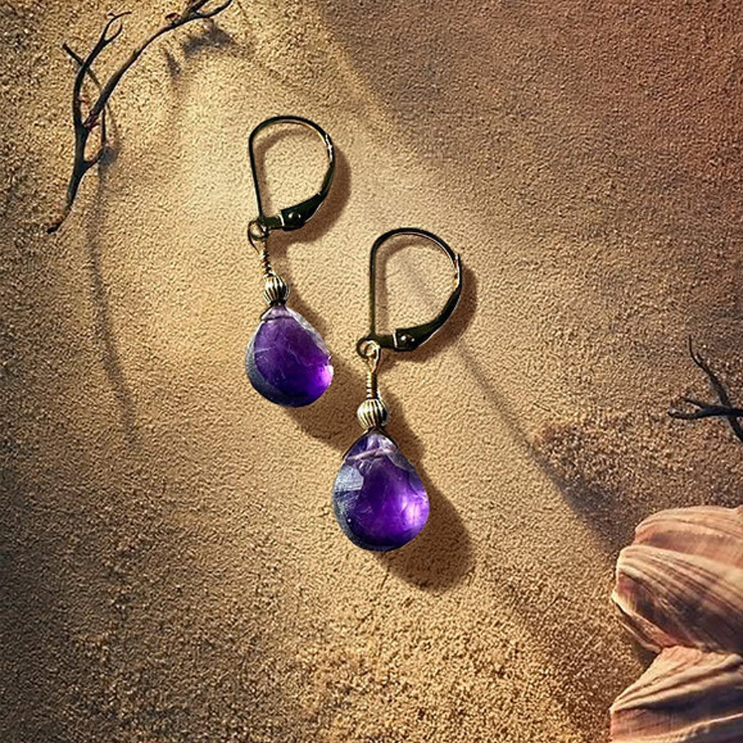 Amethyst briolette earrings