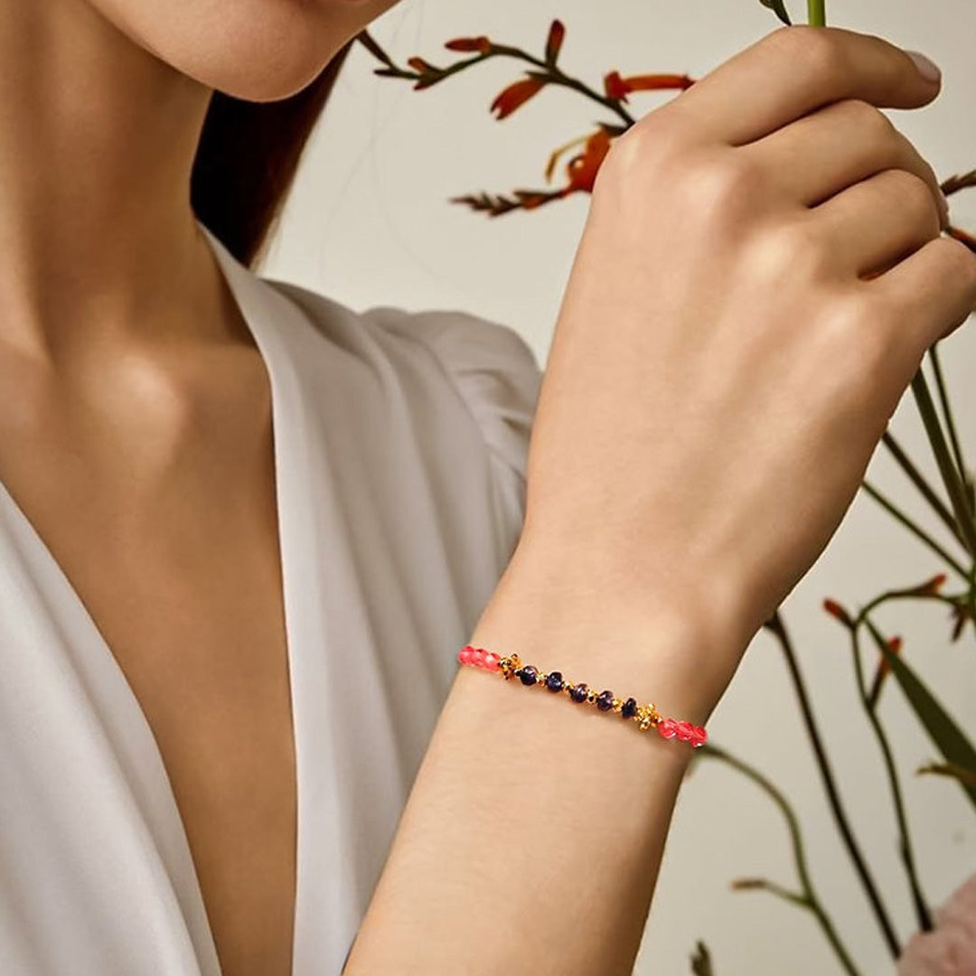 Tanzanite and pink zircon bracelet