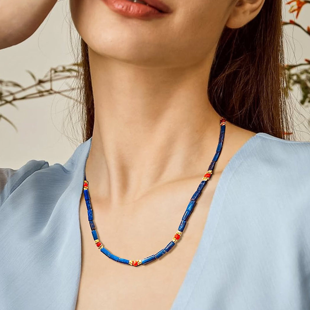 Lapis & coral necklace