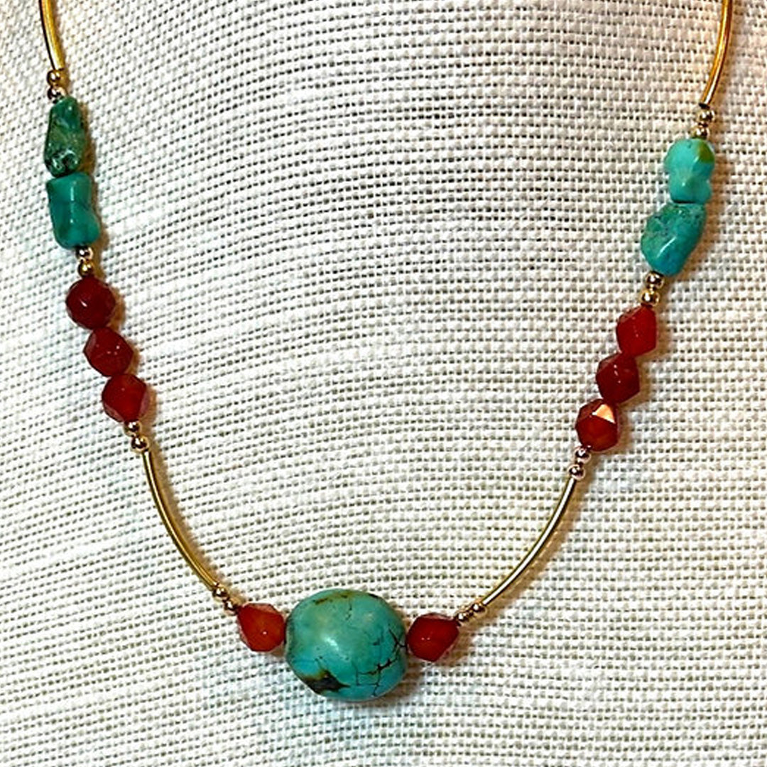 Turquoise & carnelian necklace