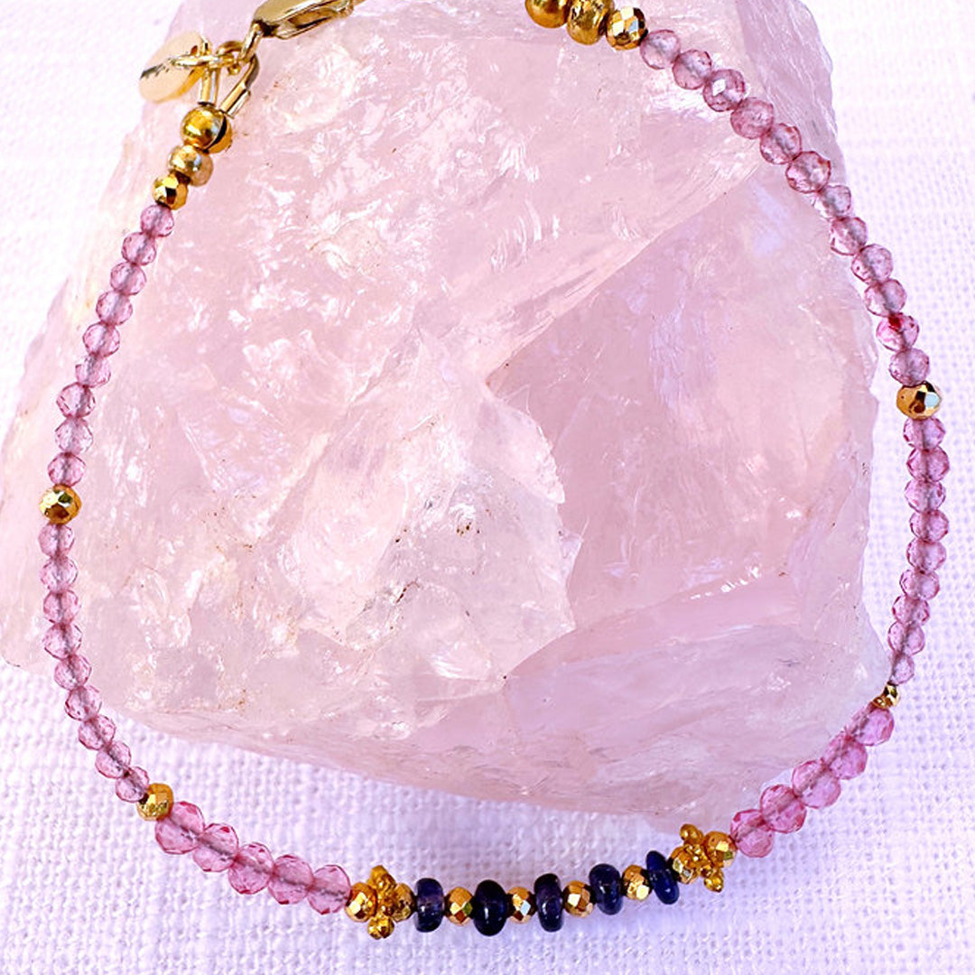 Tanzanite and pink zircon bracelet