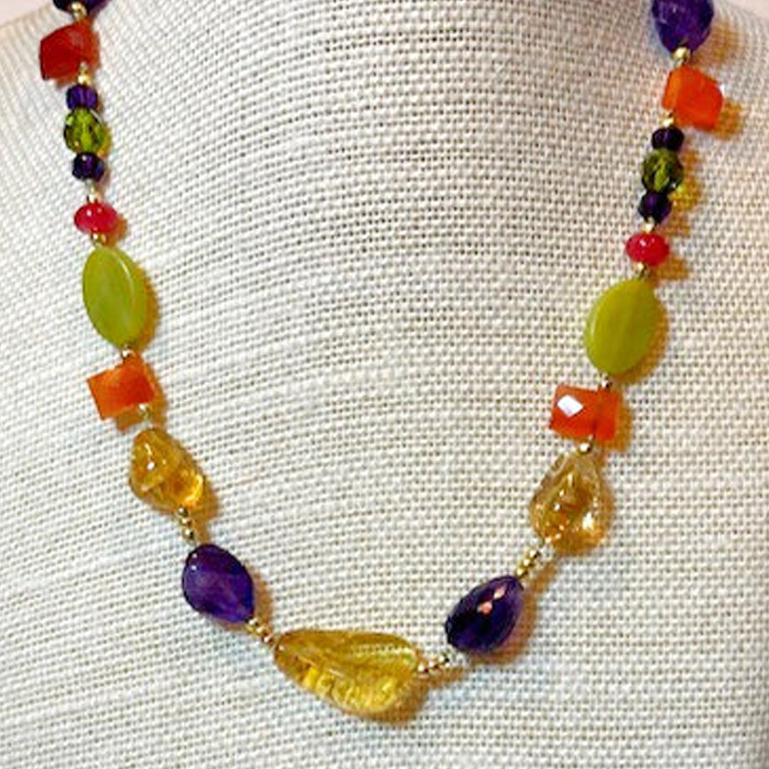 Multi-gemstone statement necklace