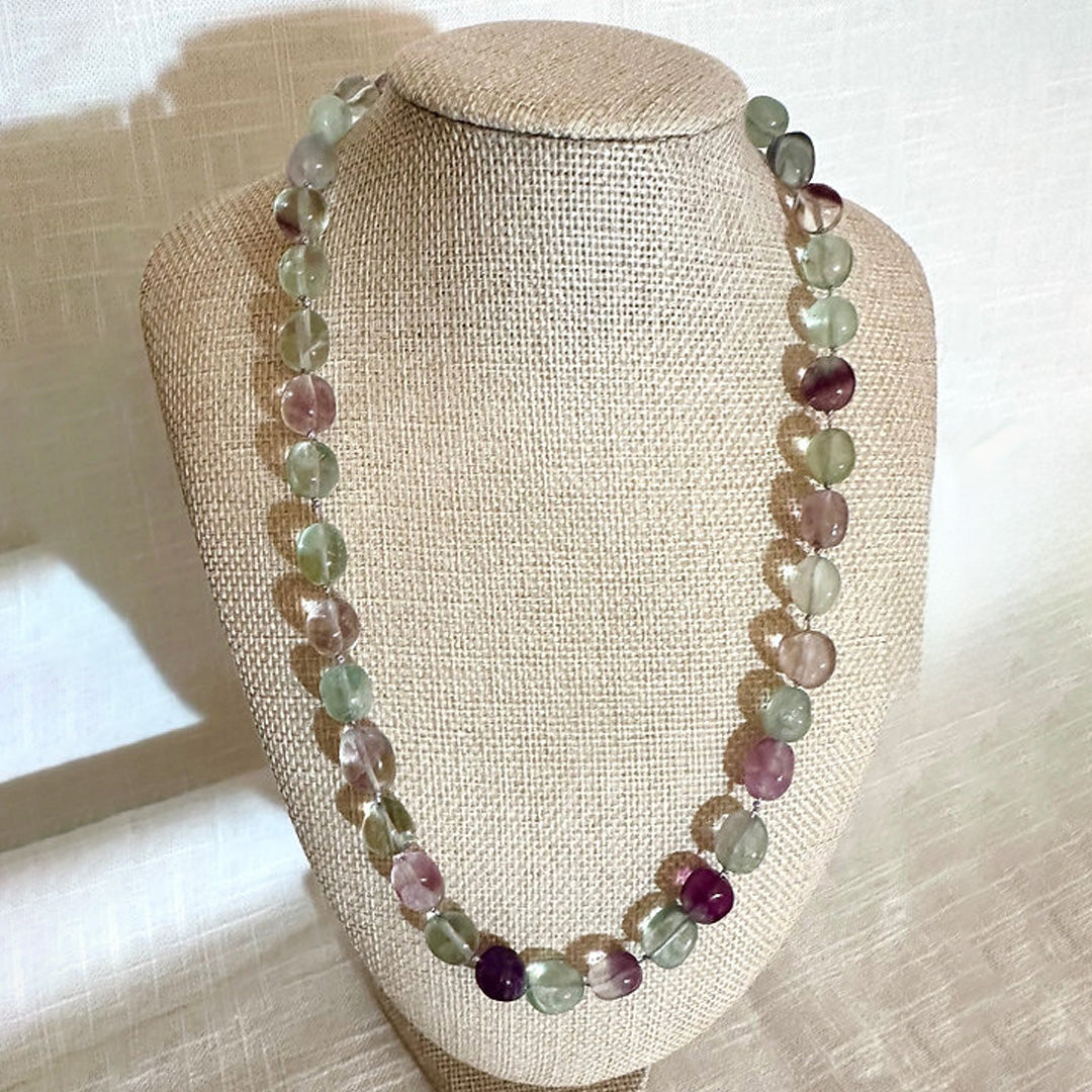 Hand knotted fluorite necklace