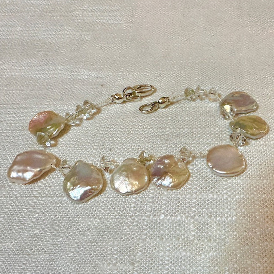 Keshi pearl & crystal bracelet