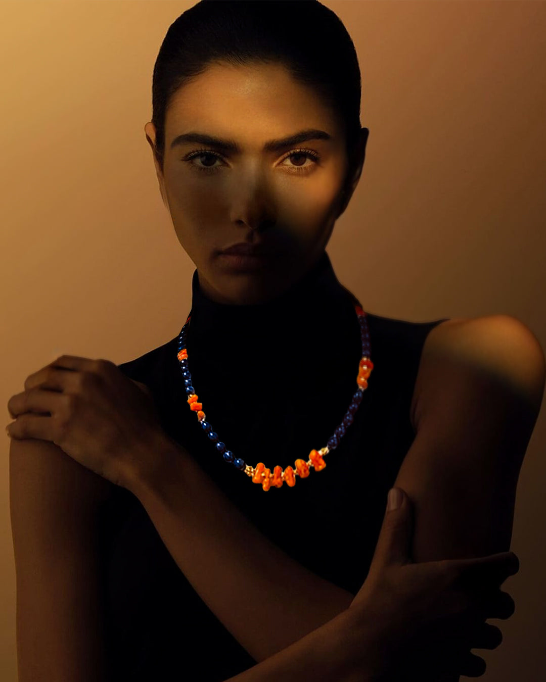 Timeless lapis lazuli and vintage coral necklace