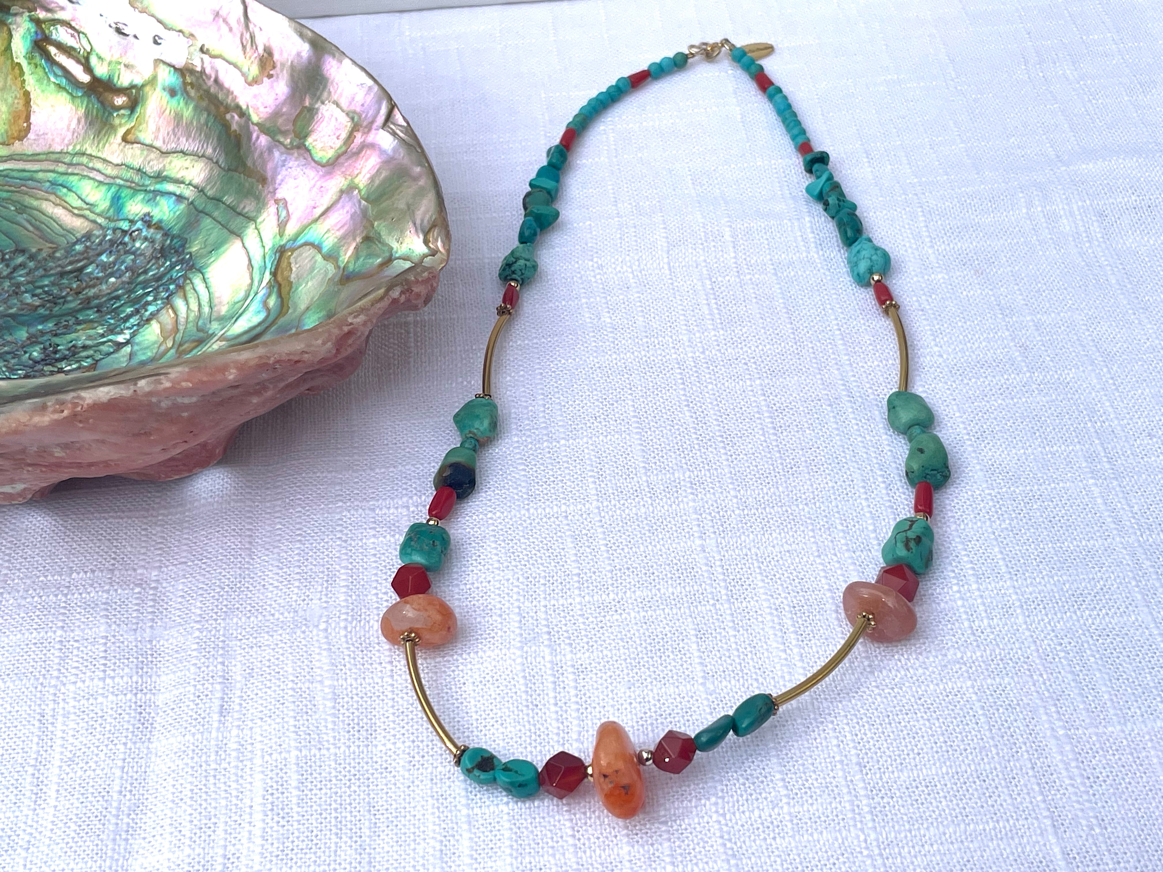 Turquoise, sunstone & carnelian