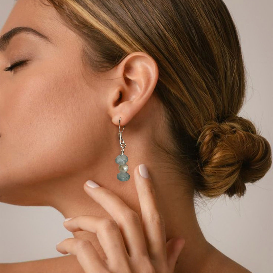 Aquamarine & pearl earrings