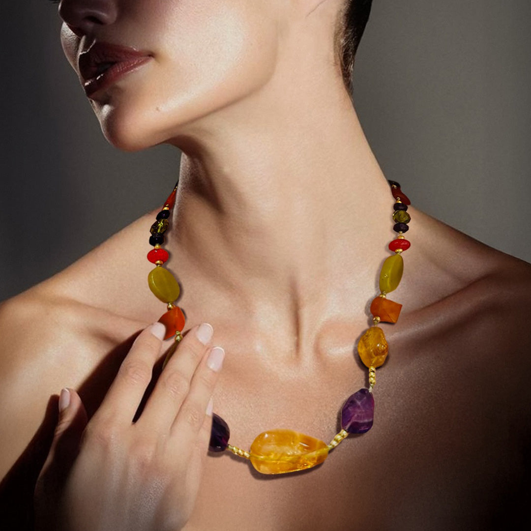 Multi-gemstone statement necklace