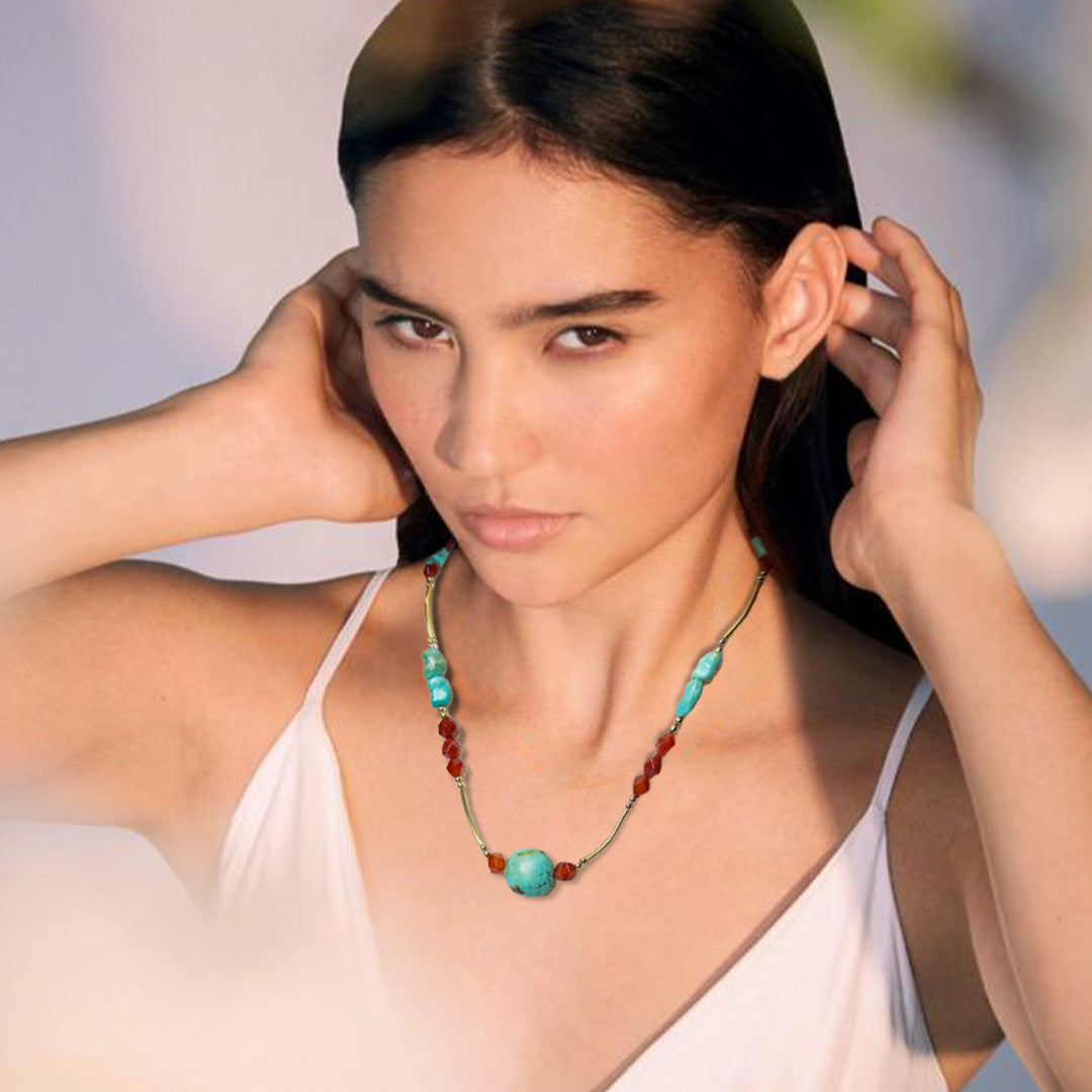 Turquoise & carnelian necklace