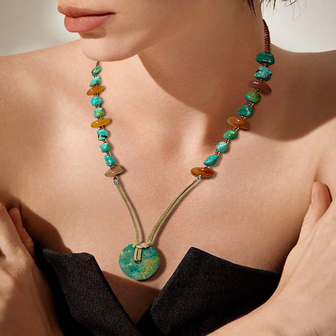 Turquoise, sunstone & chrysocolla necklace