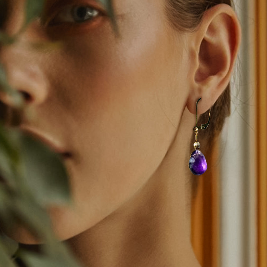 Amethyst briolette earrings
