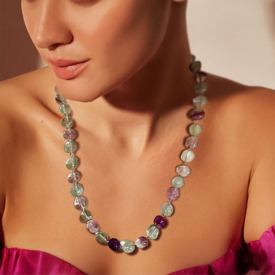 Hand knotted fluorite necklace