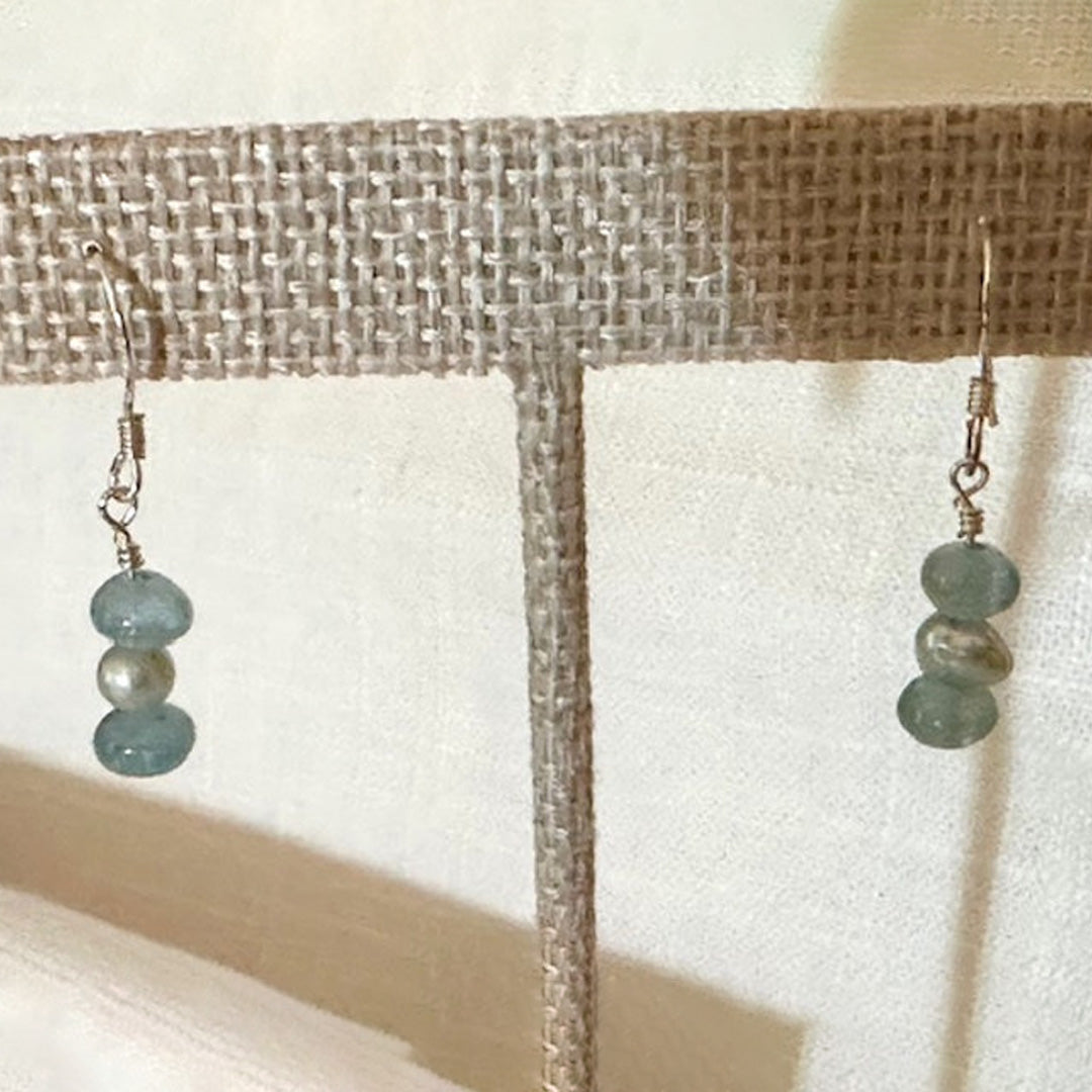 Aquamarine & pearl earrings