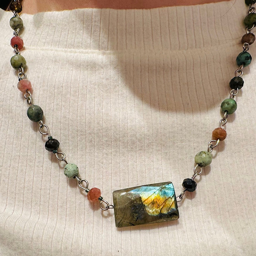 Labradorite shines with iridescence