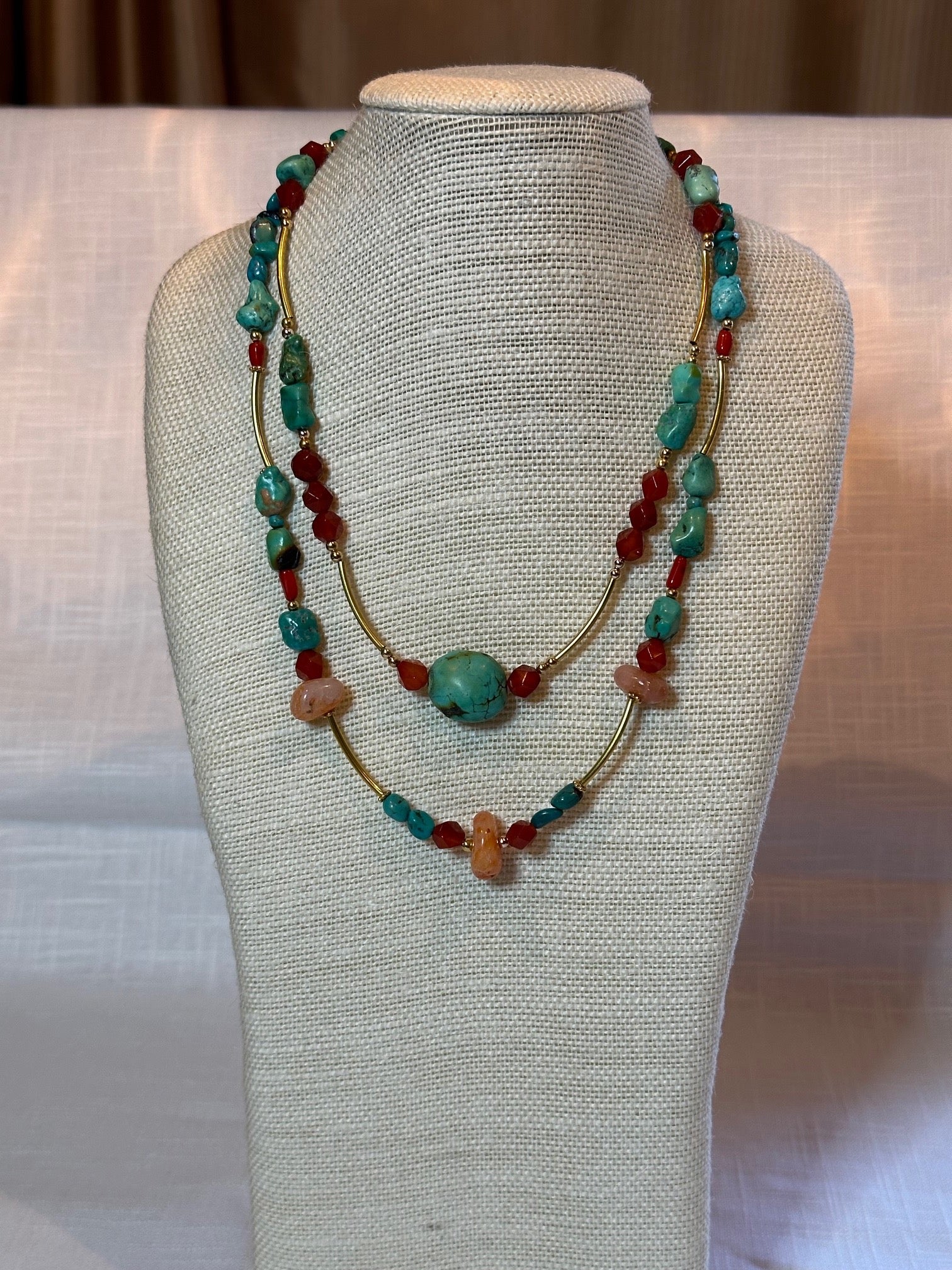 Turquoise, sunstone & carnelian