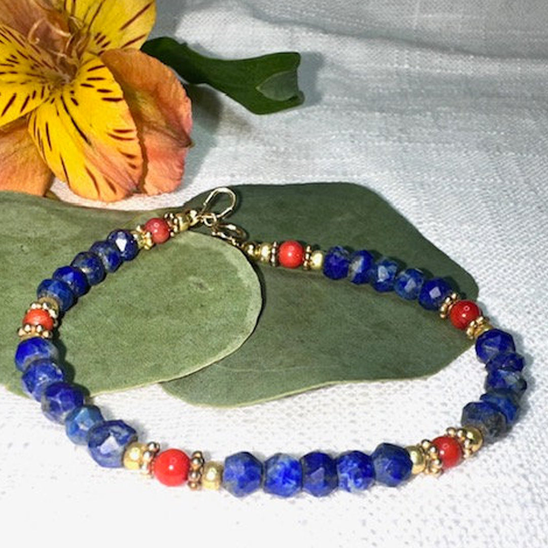 Lapis and coral bracelet