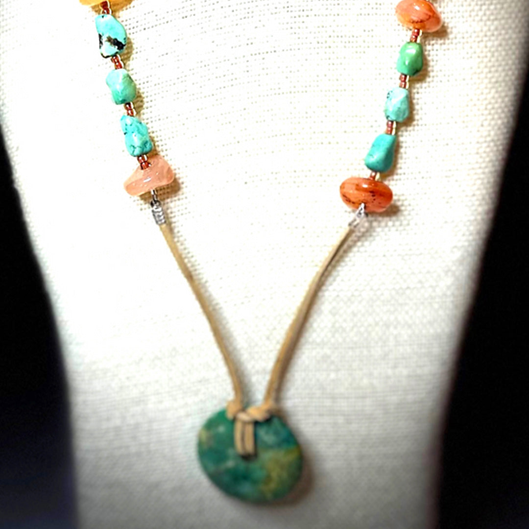 Turquoise, sunstone & chrysocolla necklace