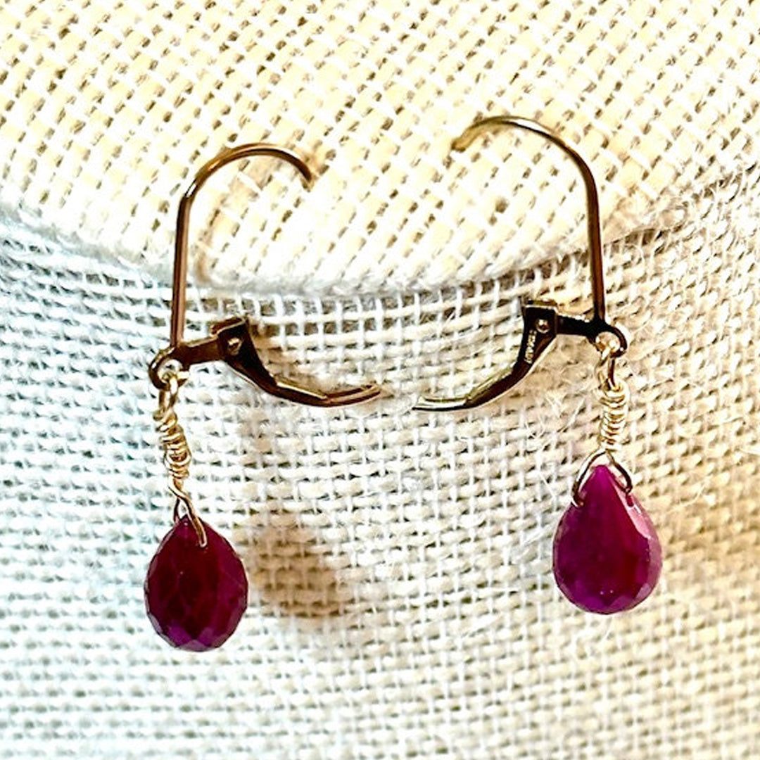 Ruby briolette earrings