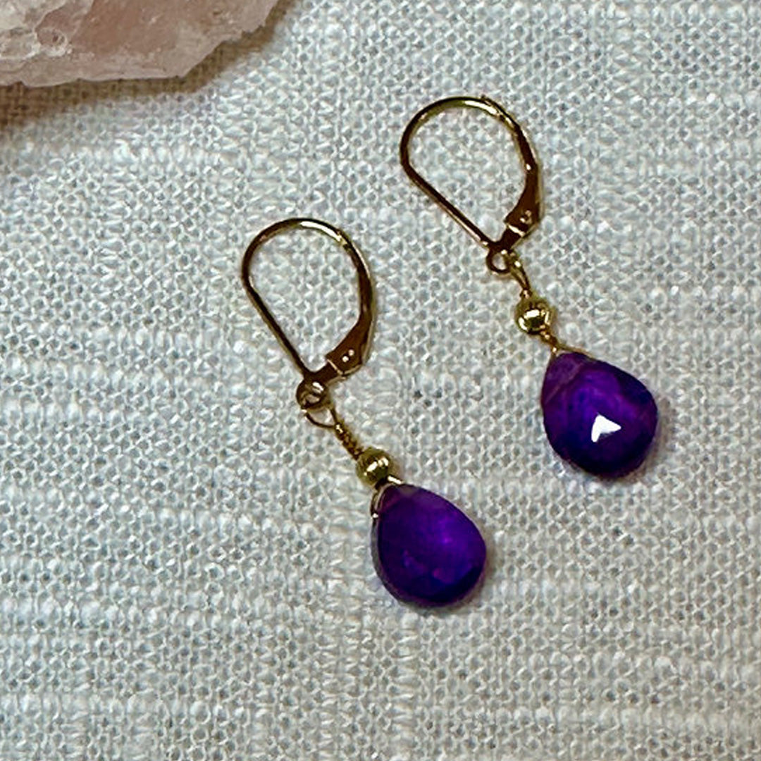Amethyst briolette earrings